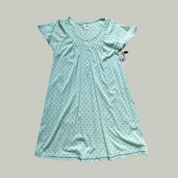NWT Aria Collection Mint Floral Print Night Gown Sleepwear - Picture 1 of 6